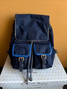 Navy Backpack with Bright Blue Trim